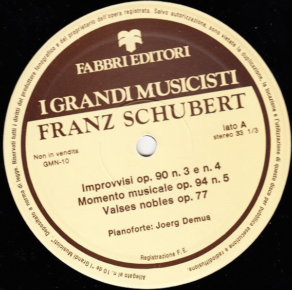 Schubert*, Jörg Demus, Bruno Canino, Antonio Ballista : Pezzi Per Pianoforte (LP, Comp, RE)