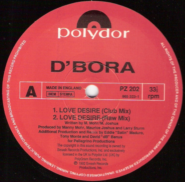 D'Bora : Love Desire (The US Mixes) (12")