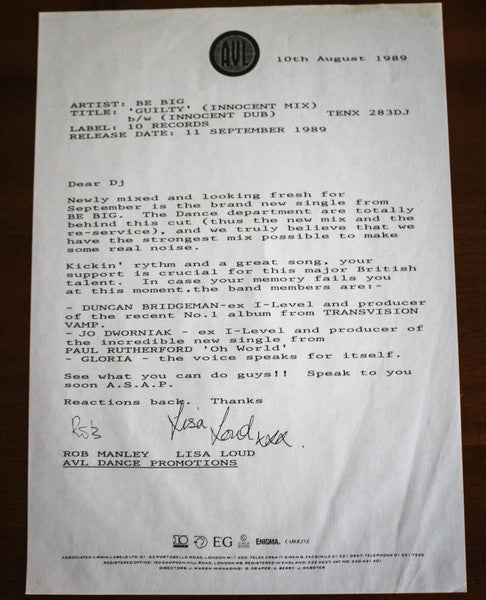 Be Big : Guilty / Get On Board (12", Promo)