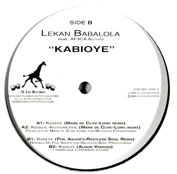 Lekan Babalola Feat. Af3ca Antoine : Kabioye (12")