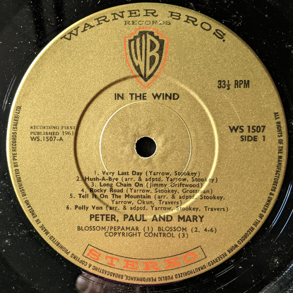 Peter, Paul & Mary : In The Wind (LP, Album, Gol)
