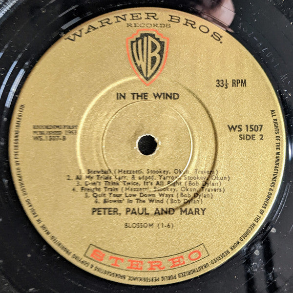 Peter, Paul & Mary : In The Wind (LP, Album, Gol)
