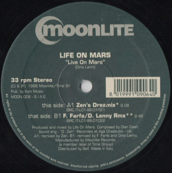 Life On Mars : Live On Mars (12", Blu)