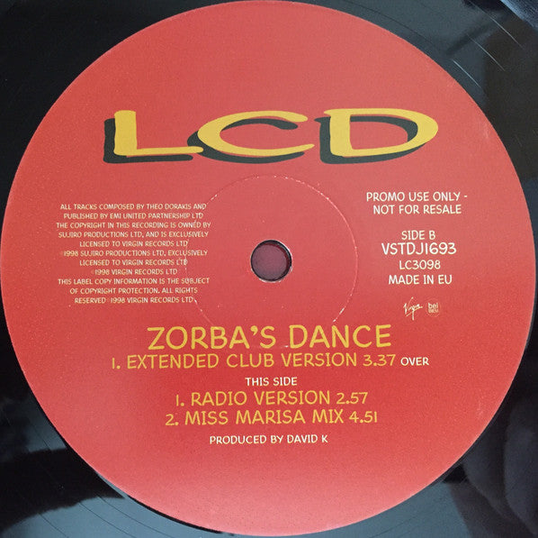 LCD (3) : Zorba's Dance (12", Promo)