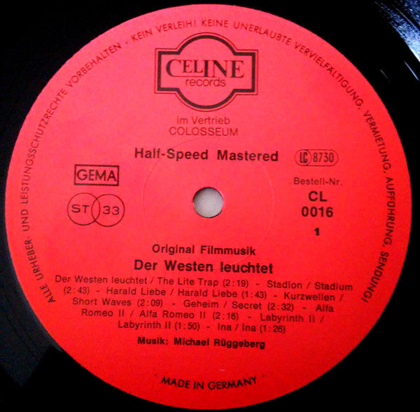 Michael Rüggeberg : Niklaus Schilling's Der Westen Leuchtet (Original Filmmusik) (LP)