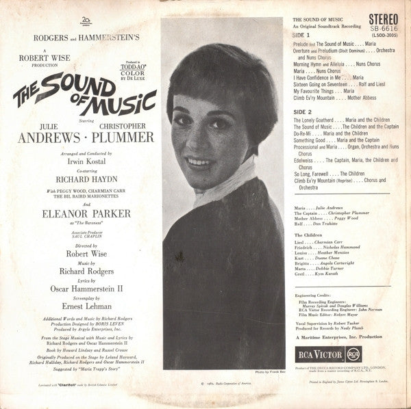 Rodgers & Hammerstein Starring Julie Andrews • Christopher Plummer Conducted By Irwin Kostal : The Sound Of Music (An Original Soundtrack Recording) (LP, Album, RE)