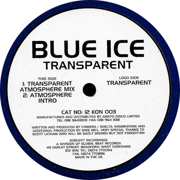 Blue Ice (2) : Transparent (12")