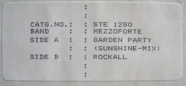 Mezzoforte : Garden Party (12", W/Lbl, Sti)
