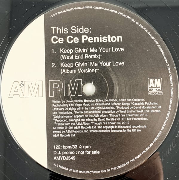 Ce Ce Peniston : Keep Givin' Me Your Love (12", Promo)