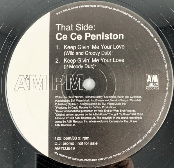 Ce Ce Peniston : Keep Givin' Me Your Love (12", Promo)