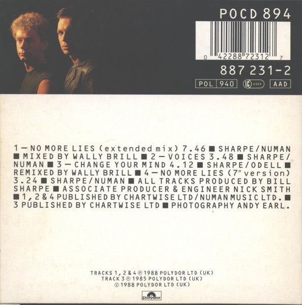 Sharpe & Numan : No More Lies (Extended Mix) (CD, Single)