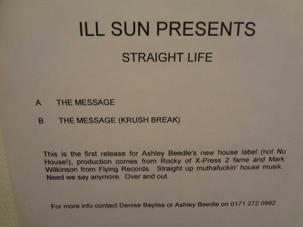 Straight Life : The Message (12", W/Lbl)