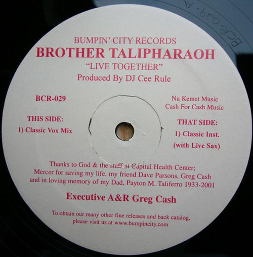 Brother Talipharaoh : Live Together (12")