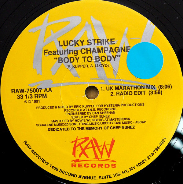 Lucky Strike Featuring Champagne* : Body To Body (12")