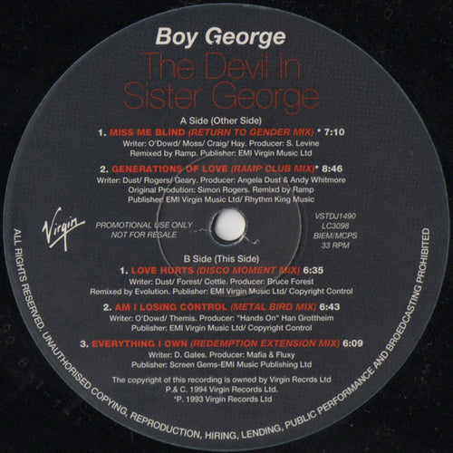 Boy George : The Devil In Sister George (12", Promo)