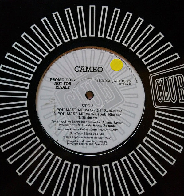 Cameo : You Make Me Work (12", Single, Promo)