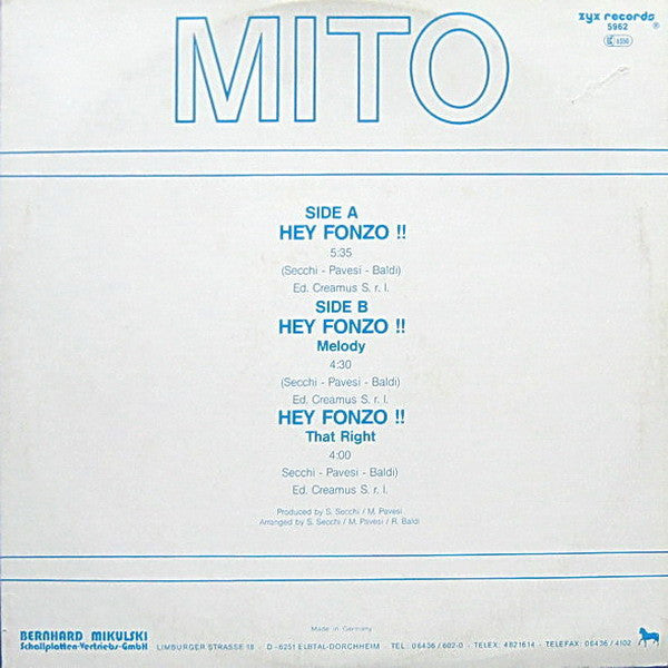Mito : Hey Fonzo !! (12")
