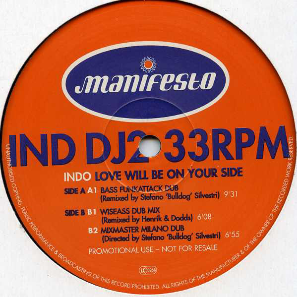 Indo* : Love Will Be On Your Side (12", Promo)