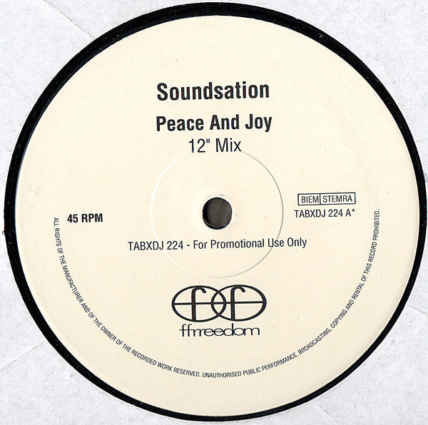 Soundsation : Peace And Joy (12", Promo)