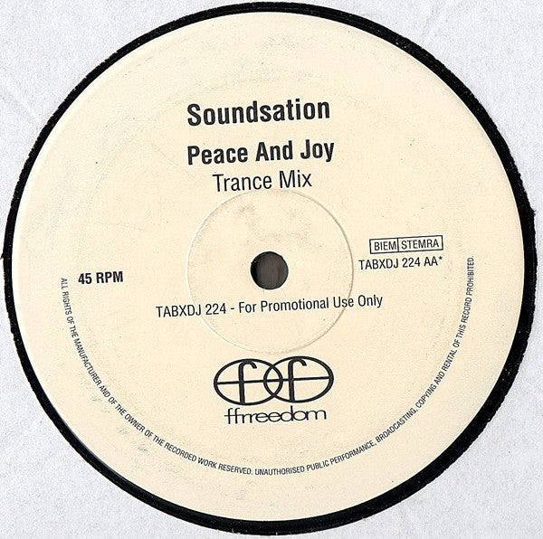 Soundsation : Peace And Joy (12", Promo)