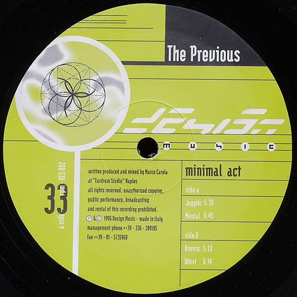 The Previous : Minimal Act (12")