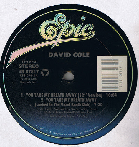 David Cole : You Take My Breath Away (12")