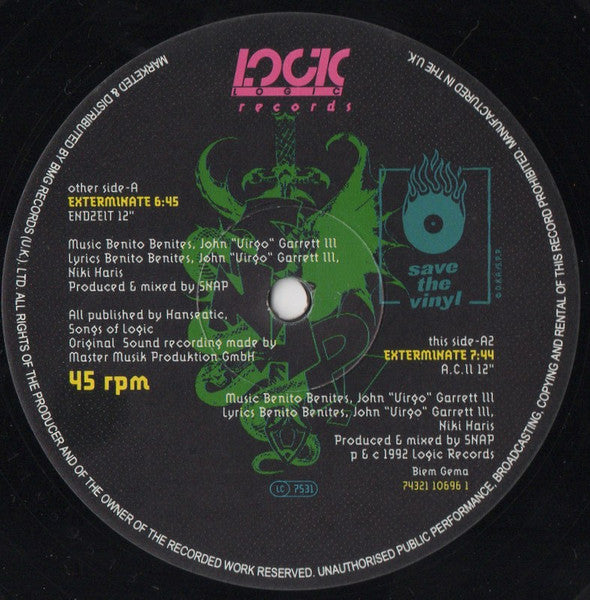 Snap! Featuring Niki Haris : Exterminate! (12", Single)