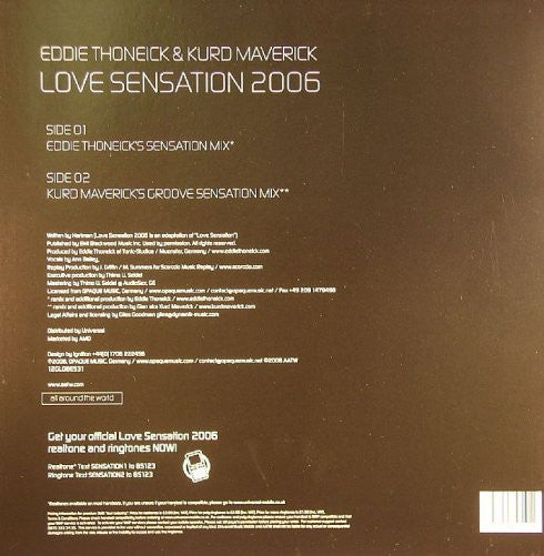 Eddie Thoneick & Kurd Maverick : Love Sensation 2006 (12")