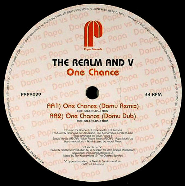 Simon Grey / The Realm (3) And V : The Galáctica Suite / One Chance (12")