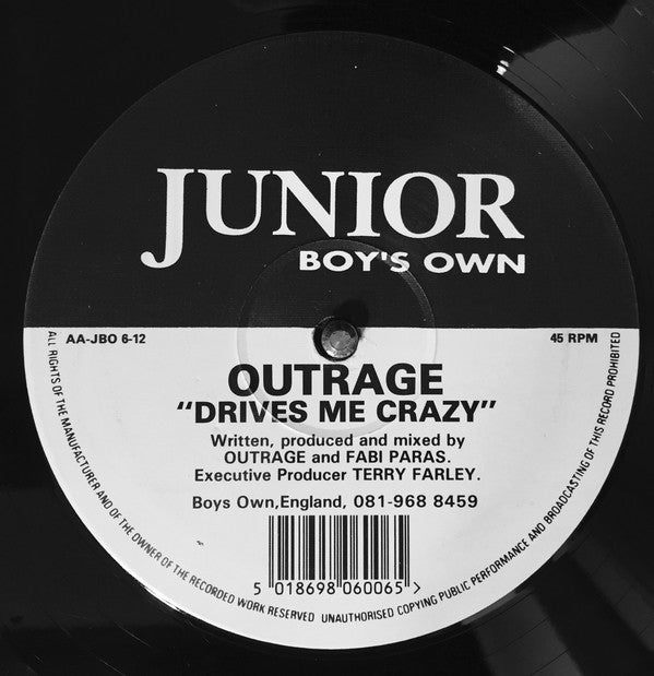 Outrage : That Piano Track / Drives Me Crazy (12")