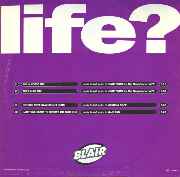 Blair : Life? (Up Tempo Mixes) (12", Promo)
