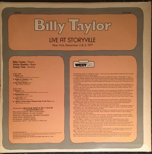 Billy Taylor : Live At Storyville (LP, Album)