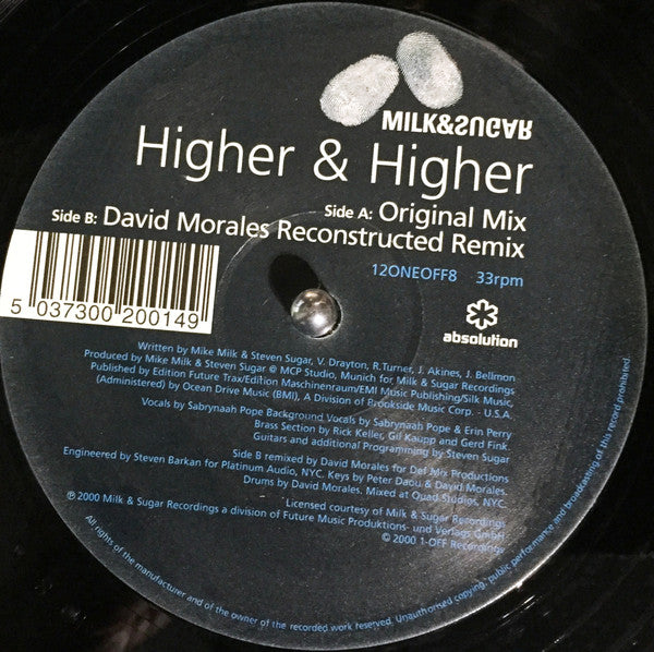 Milk & Sugar : Higher & Higher (12")