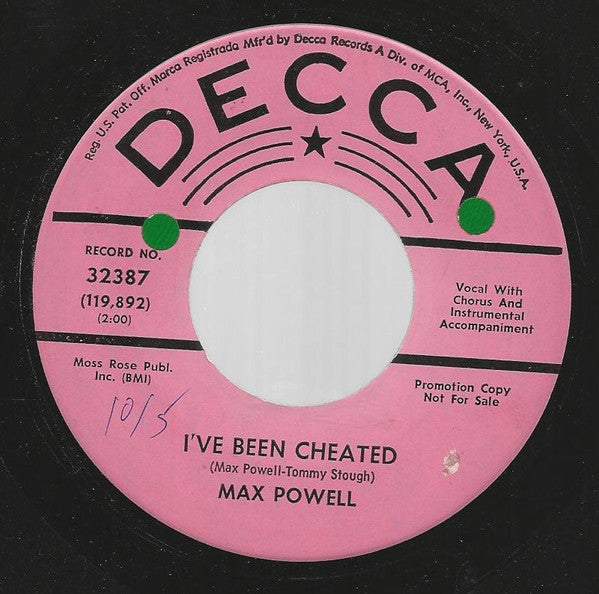 Max Powell : I've Been Cheated (7", Promo)