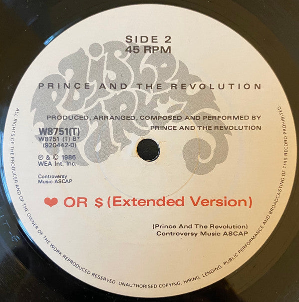 Prince And The Revolution : Kiss (Extended Version) (12", Single, RE)