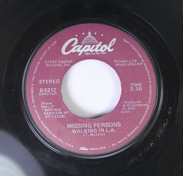 Missing Persons : Walking In L.A. / Mental Hopscotch (7", Single)