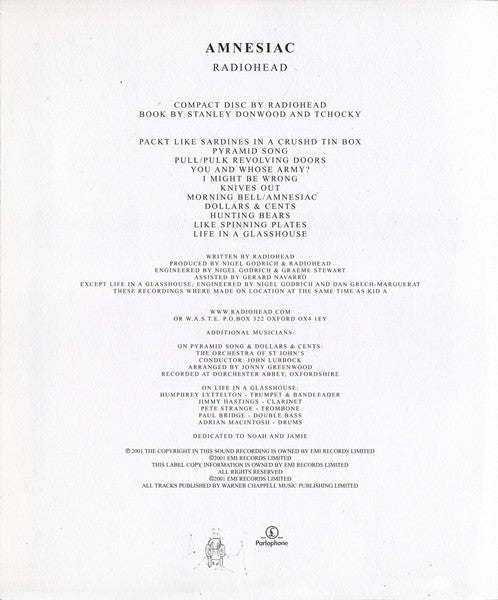 Radiohead : Amnesiac (CD, Album, Ltd, Boo)