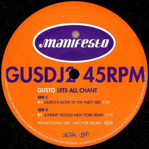 Gusto : Let's All Chant (2x12", Promo)