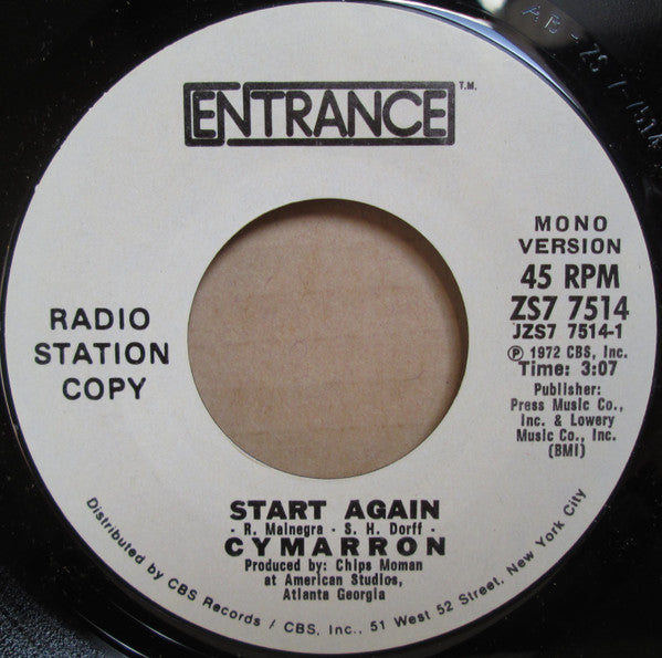 Cymarron : Start Again (7", Promo)