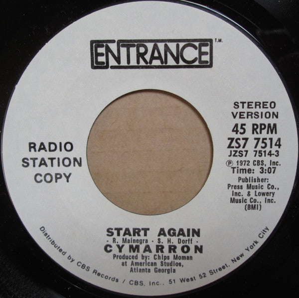 Cymarron : Start Again (7", Promo)