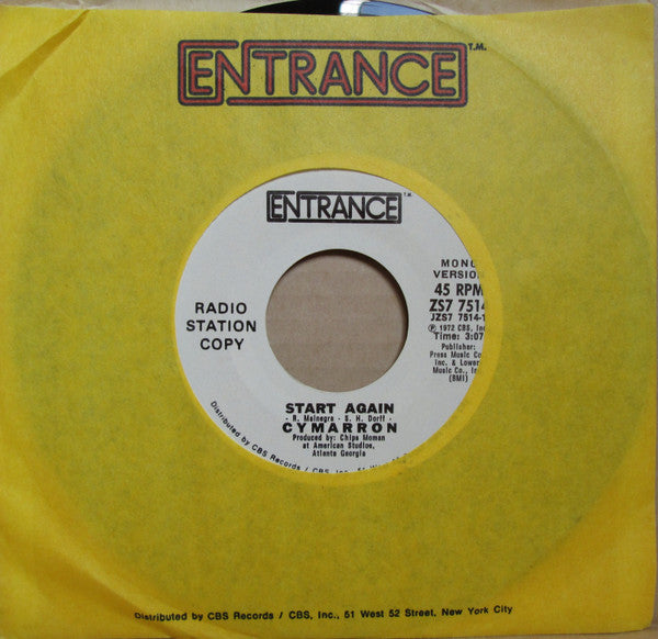 Cymarron : Start Again (7", Promo)