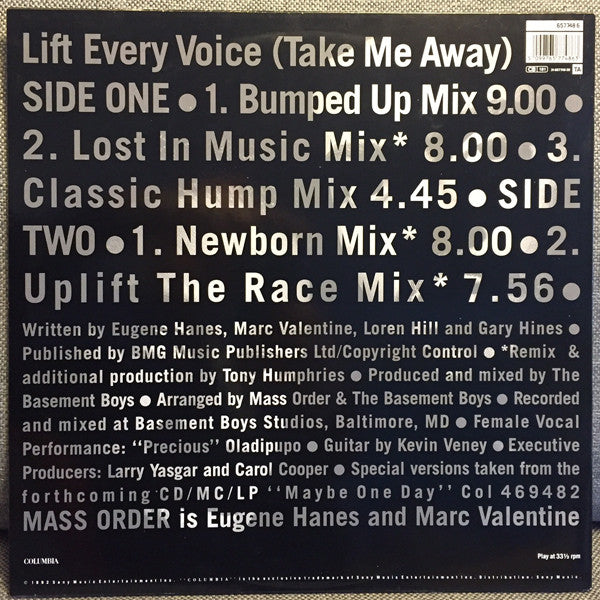 Mass Order : Lift Every Voice (Take Me Away) (12")