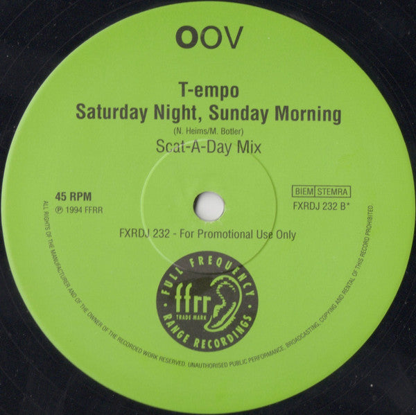 T-empo : Saturday Night, Sunday Morning (12", Promo)