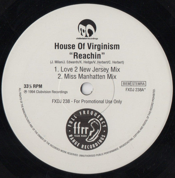 House Of Virginism : Reachin (12", Promo)