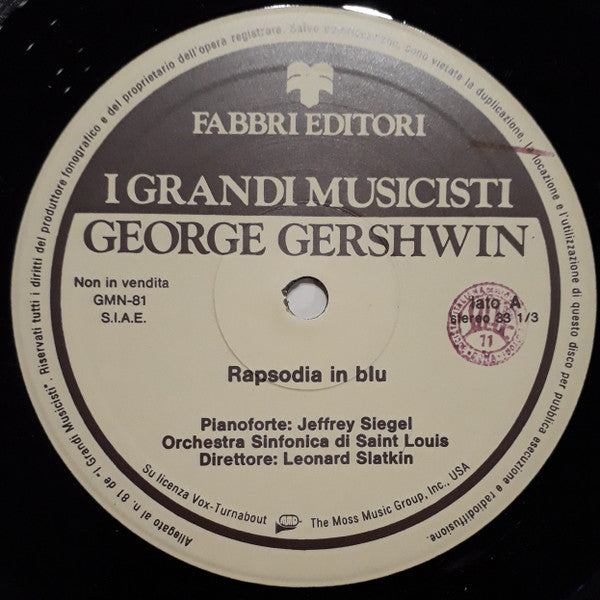 Gershwin*, Jeffrey Siegel, Orchestra Sinfonica Di Saint Louis*, Leonard Slatkin : Rapsodia in Blu / Concerto In Fa (LP, RE)