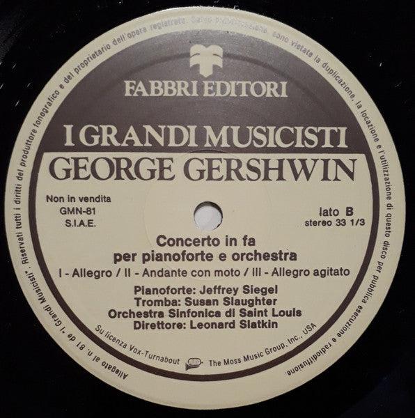 Gershwin*, Jeffrey Siegel, Orchestra Sinfonica Di Saint Louis*, Leonard Slatkin : Rapsodia in Blu / Concerto In Fa (LP, RE)