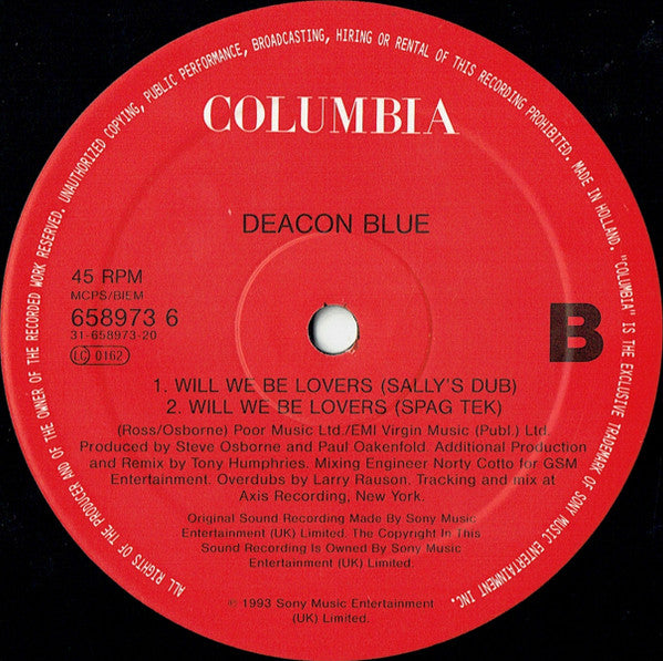Deacon Blue : Will We Be Lovers (12", Col)