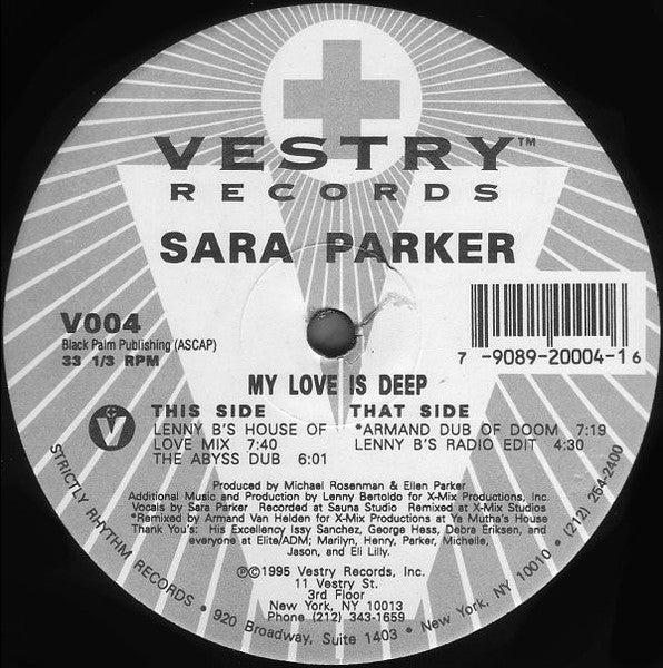 Sara Parker : My Love Is Deep (12")