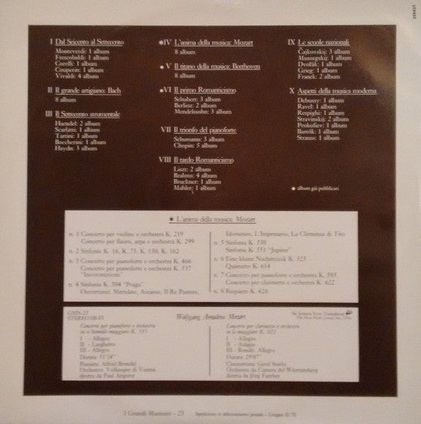 Wolfgang Amadeus Mozart, Alfred Brendel, Wiener Volksopernorchester, Paul Angerer, Gerd Starke, Württembergisches Kammerorchester, Jörg Faerber : Concerto Per Pianoforte K. 595 - Concerto Per Clarinetto K. 622 (LP, Comp)
