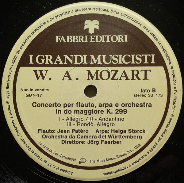 Mozart*, György Pauk, Jean Patero, Helga Storck : Concerto Per Violino E Orchestra K. 219 / Concerto Per Flauto, Arpa E  Orchestra K. 299 (LP, Comp)